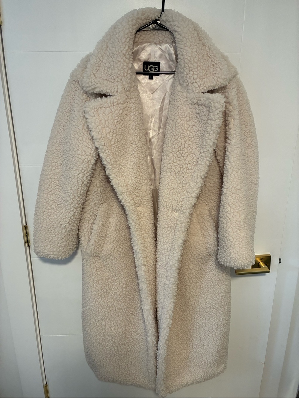 UGG Gertrude Long Teddy Coat in Cream